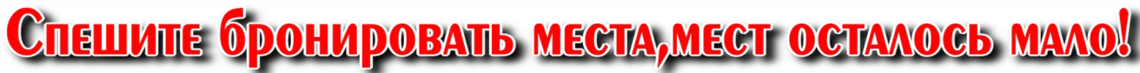 Спешите бронировать места, мест осталось мало! Спешите бронировать места, мест осталось мало!